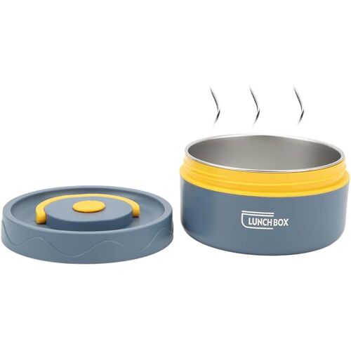 Kalanka-Récipient À Déjeuner Chaud Pour Aliments, 420 Ml Boîte À Déjeuner Thermique Ronde Double Couche En Acier Inoxydable 304 Bleu Foncé - Type Micro-Ondes
