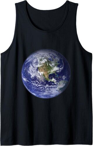Kalanka-Earth Planet Terre Amérique Du Nord Globe Plat Nuages Spatiaux Débardeur