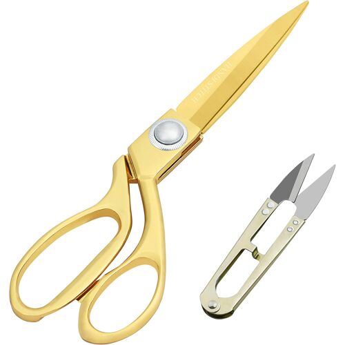 Kalanka-Ciseaux Couture Professionnel Doré Et Coupe-Fil - Ciseaux Tissu En Acier Inoxydable 25,4 Cm - Ciseaux De Couturiere Pour Tissu, Vêtements, Cuir, Jean, Retouche, Couture Et Confection