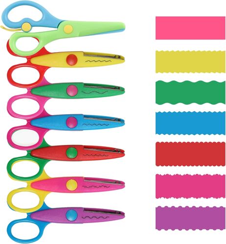 Kalanka-Ciseaux Pour Travaux Manuels, 7 Pièces Pour Enfants, Ciseaux Zigzag Pour Tissu, Travaux Manuels, Printemps, Entraînement Préscolaire, Enseignement Artistique.