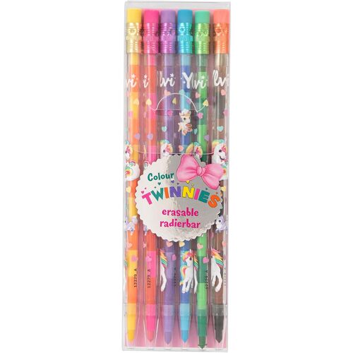 Kalanka-12279 Ylvi - Colour Twinnies Crayons De Couleur, 6 Crayons De Couleur Avec 2 Couleurs Chacun Et Des Gommes