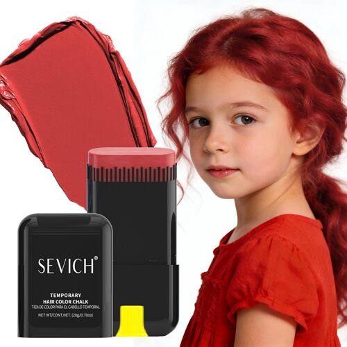 Kalanka-Sevich Craie Pour Cheveux Pour Filles - Rouge - Coloration Pour Cheveux Pour Enfants - 8 Nuances - Séchage Rapide Et Facile À Nettoyer - Parfaite Pour Halloween, La Fête Des Enfants, Le Cospl 