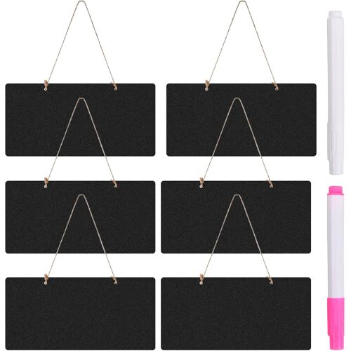 KALANKA-6 Pcs Petits Tableaux Noirs en Bois Enseignes Effaçables Rectangulaires pour Mariage, Anniversaire, Restaurant, Café