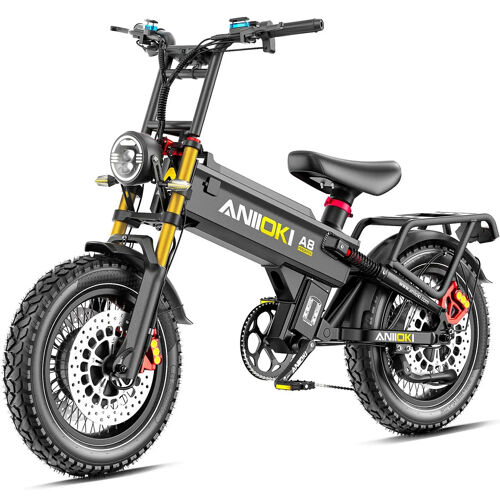 Vélo Électrique 20 Pouces Anioki A8 Pro Max - Double Moteur 5400 W - Batterie Amovible 60 V 70 Ah - Autonomie De 394 Km - Couple Maximal De 250 N.M - Système De Freinage Cbs + App - Noir