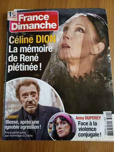 France Dimanche N°3622 Céline Dion / Anny Duperey / Evelyne Thomas