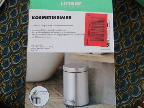 POUBELLE DE SALLE DE BAINS -3 LITRES EN INOX // LINSAR