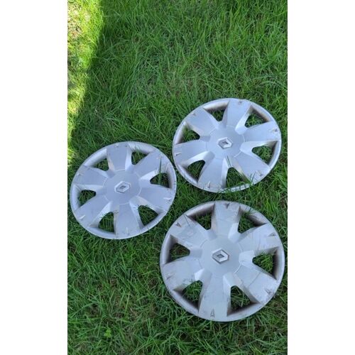 Lot De 3 Enjoliveurs Renault Caraïbe 15" 15 Pouces " Genuine Original Caraibe Argent Silver Plata Pour Roues De Voiture Automobile De La Marque Au Losange