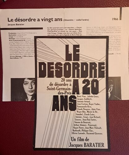 Le Désordre À 20 Ans - Jacques Baratier - Boris Vian - Juliette Greco - Antonin Artaud - Audiberti - Roger Vadim - Sartre - Beauvoir - Queneau