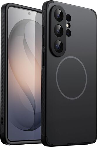 ELVORIX-Coque Magnétique pour Samsung Galaxy S26 Ultra, Compatible avec MagSafe, Étui Housse Double Couche Usage Intensif Antichoc, Protection Complète Objectif Caméra, Dos PC Dur (Noir)