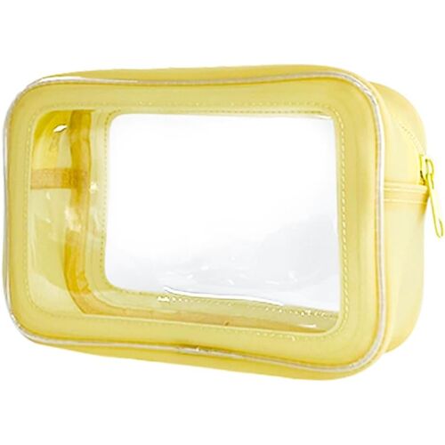 Kalanka-Trousse De Toilette Transparente Imperméable En Pvc Avec Motif Floral - 21 X 13,5 X 7 Cm - Organiseur De Voyage Pour Les Soins De Jour - Pour Homme Et Femme, Jaune, 21 X 13,5 X 7 Cm