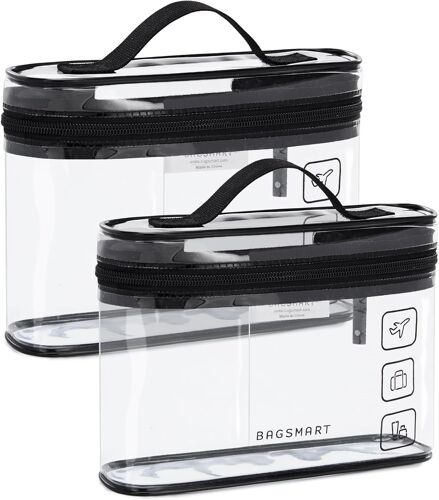 Kalanka-Bagsmart Lot De 2 Trousses De Toilette Transparentes,Imperméable Trousse De Maquillage Approuvées Par La Tsa,Noir