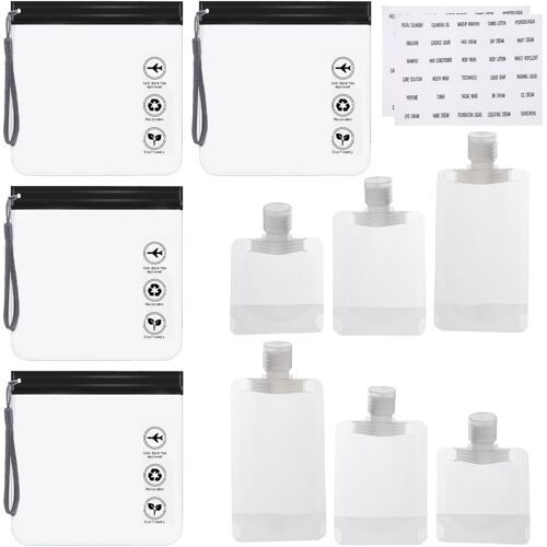 KALANKA-12 Pièces Pochette Voyage, Trousse de Toilette, Kit de Voyage, Transparent Avion, Sacoche, d'avion pour Femmes et Hommes, Wasserdicht et Auslaufsichert