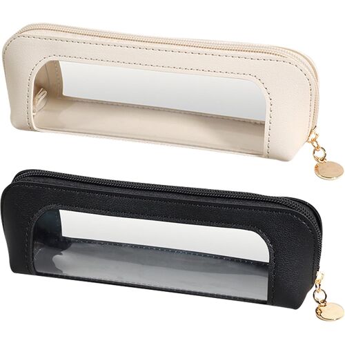 Kalanka-2pcs Trousse De Maquillage Transparente, Mini Trousse De Maquillage Pour Femme Étanche Portable Pochette Cosmétique De Voyage Blanc Noir