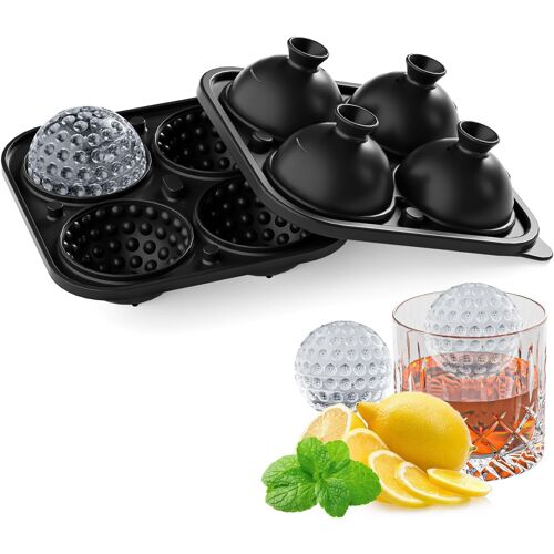 Kalanka-Moule Gros Glacon Golf, Moule À Glaçons Rond De 4 * 2.2 Pouces Pour Cocktails, Balle De Golf Whisky, Moule Silicone Glaçon Pour Cadeaux De Golf (4balls), Moule À Glaçon Sphere