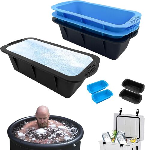 Kalanka-4 Pcs Extra Épais Moule À Glaçons Pour Ice Bath, Moule À Gros Glaçons En Silicone, Moule Bloc Glace Extra Large, Réutilisable Grand Moule À Glaçons En Silicone, Pour Les Bains D'eau Froide