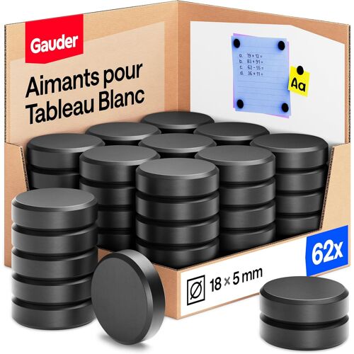 Kalanka-Aimants Pour Tableau Blanc, Réfrigérateur & Bureau - Disques Magnétiques Ronds Puissants - Aimants Noirs Pour Un Usage Quotidien (62 Pièces - 18 X 5 Mm)