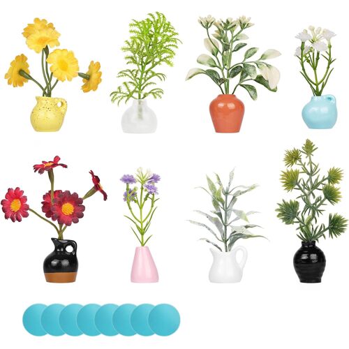 KALANKA-Flintronic Aimant de Réfrigérateur, Lot de 8 Mini Vase Aimants Décoratifs Magnétique, Aimant Décoration de Frigo pour Réfrigérateur, Cuisine, Bureau,Casiers (Fleurs Non incluses)