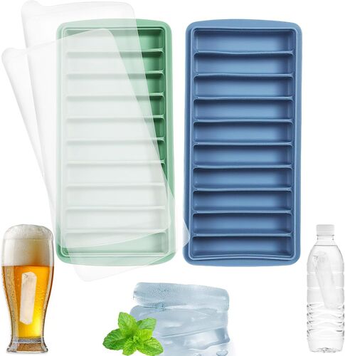 Kalanka-2 Pièces Moules À Glaçons - Bac À Glaçons En Silicone Avec Couvercle, Design De Démoulage Bâtonnets À Glaçons Long, Moule Silicone Bâtonnets Longs Pour Bouteilles D'eau De Sport, Whisky