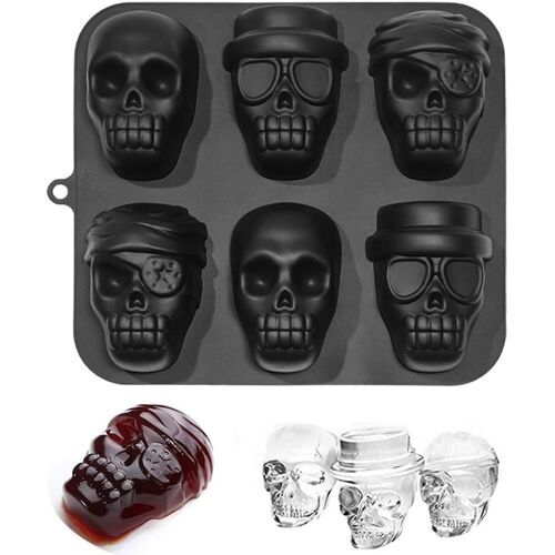 Kalanka-Moule En Silicone Crâne D'halloween, Moule En Silicone Crâne, Moules À Glaçons Crâne 3d, Pour Moules À Glaçons Pour Whisky, Cocktails, Boissons