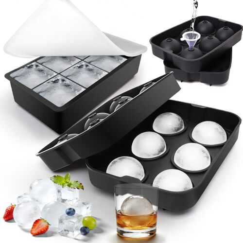 Kalanka-Lot De 2 Bacs À Glaçons En Silicone -Moule À Glaçons Grand Format Avec Bouchon - Démoulage Facile Et Réutilisable - Qualité Alimentaire Sans Bpa - Pour Cocktails Et Whisky