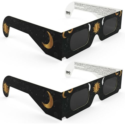 Kalanka-Lot De 2 Paires De Lunettes Pour Éclipse Solaire Certifiées Iso 12312-2 Et Ce Pour Voir Le Soleil En Toute Sécurité - Éclipse Totale Du 12 Août 2026 (Total Au Portugal, Partiel Au Royaume-Uni