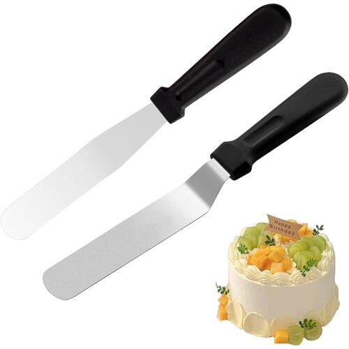Kalanka-2pièces Spatules Patisserie Anglées,Glaçage Gâteaux Spatule Décalée,Tarte À La Palette Angulaire,Spatule À Crème Pour Gâteau,Accessoires De Décoration De Gâteaux,Pour Pâtisserie,Boulangerie