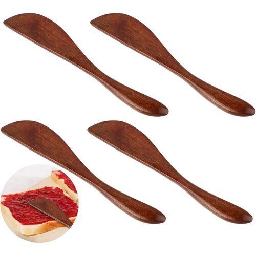 Kalanka-Lot De 4 Couteaux À Beurre En Bois, Spatules En Bois, Couteau À Fromage, Cuillère À Confiture, Beurrier, Couteau À Gâteau, Gelée, Fromage, Écarteur De Beurre Pour La Cuisine