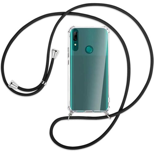 KALANKA-Coque Collier pour Huawei P Smart Z/Honor 9X,Coque Transparent Silicone Housse avec Cordon de Collier Necklace Lanyard Case Étui de Téléphone avec Cordon Cover Anti-Rayures,Noir