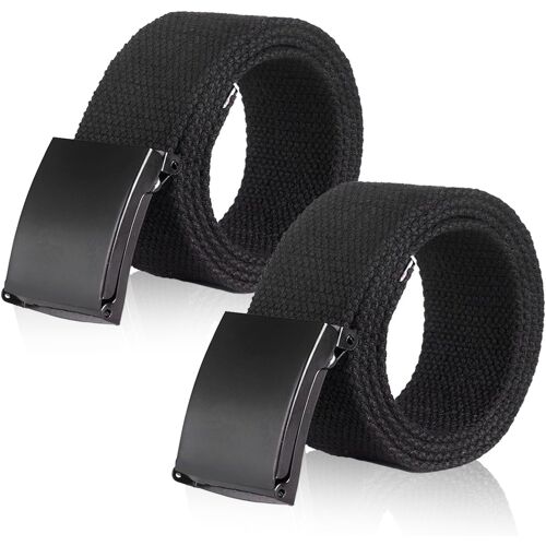 Kalanka-2 Pièces Ceinture Homme, Ceinture En Nylon Homme Ceinture De Travail Ajustable Boucle Metallique Ceinture En Toile Extensible Sans Trou Pour Hommes Ceinture, Longueur 135 Cm