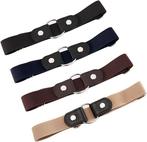 Kalanka-4 Pièces Femme Ceintures Sans Boucle Ceinture Femme Élastique Ceinture Femme & Homme Invisible Élasticité Réglable Ceintures Pour Pour Jeans Pantalon Robe