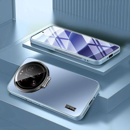 KALANKA-Coque pour Xiaomi 17 Ultra, Coque Mince Film Intégré avec Capuchon d'objectif d'appareil Photo, Couverture Rigide en PC avec Support pour Xiaomi 17 Ultra-Bleu