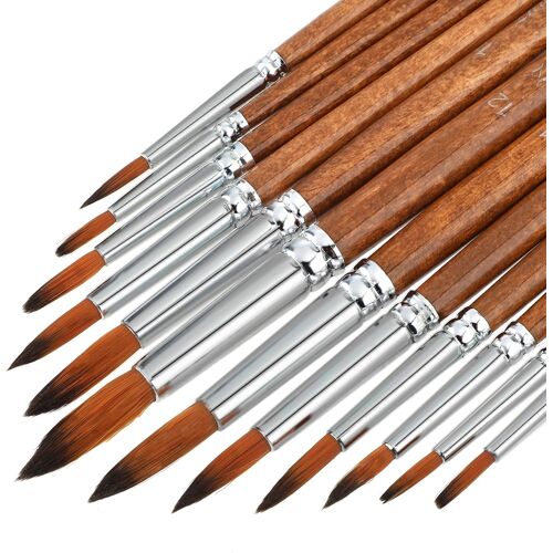 Kalanka-Lot De 12 Pinceaux Aquarelle, Pinceaux En Nylon, Pinceaux D'artiste, Pinceaux Aquarelle, Pointe Ronde, Ensemble De Pinceaux Pour Aquarelle, Acrylique, Gouache Pour Débutants, Enfants Et