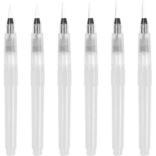 Kalanka-6 Pièces Pinceau Aquarelle, Stylo Pinceaux Aquarelle Pour Les Crayons De Couleur Hydrosolubles Pinceau À Réserve D'eau Pour Artiste Art Fournitures Étudiants Dessiner Peinture En Plein Air (C