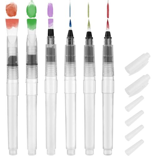 Kalanka-Ensemble De 6 Pinceaux Aquarelle Avec Réservoir D¿Eau - Pinceaux Professionnels En Nylon Pour Artistes, Tailles Compactes 15,5 Cm, Légers Et Portables, Voyages Et Techniques De Peinture Préci