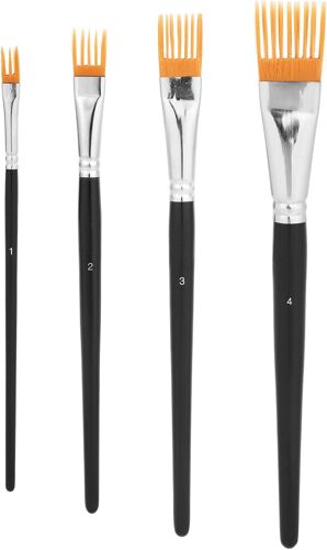 Kalanka-4pcs Pinceaux En Forme Peigne, Quatre Tailles Pinceaux Plats Texturés Professionnels Adaptés À La Peinture Acrylique La Peinture À L'huile L'aquarelle Gouache