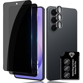 KALANKA-Anti-Espion Verre Trempé pour Samsung Galaxy S26 Plus 5G, 2+1 Pièces Anti-Spy Protection écran + Caméra Lentille Protecteur Film, 9H Dureté Sans Bulles Anti-Rayures Privacy Protecteurs d'écra