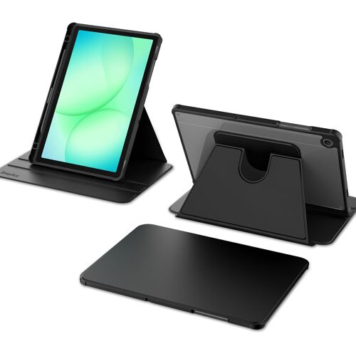 KALANKA-Coque Rotative pour Samsung Galaxy Tab A11+ Plus 2025 / A9+ 11 Pouces 2023 avec Porte Stylet, Étui Housse de Protection Rotation à 360 Degrés Support (Noir)