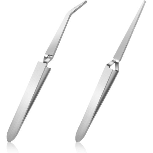 Kalanka-Lot De 2 Pinces À Épiler Inversées En Acier Inoxydable Pour Travaux Manuels, Réparation De Montres, Laboratoire Électronique 