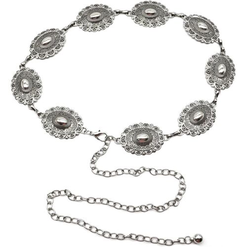 Kalanka-Ceinture Chaine Dorée,Femme Doree Métal Chaîne Bijoux Ceintures,Réglable Doré Taille Boucle Belt,Bohème Large Grosse Waist Sunflower Sequins Chaînes Pour Robe Medievale Western Country