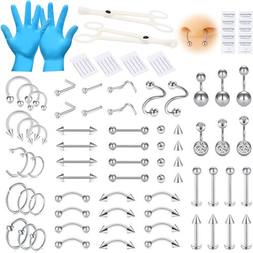 Kalanka-Kit Piercing En Acier Chirurgical Jetable Pour Septum Nez Oreille Teton Barbell Langue Levre Kit Pistolet De Piercing