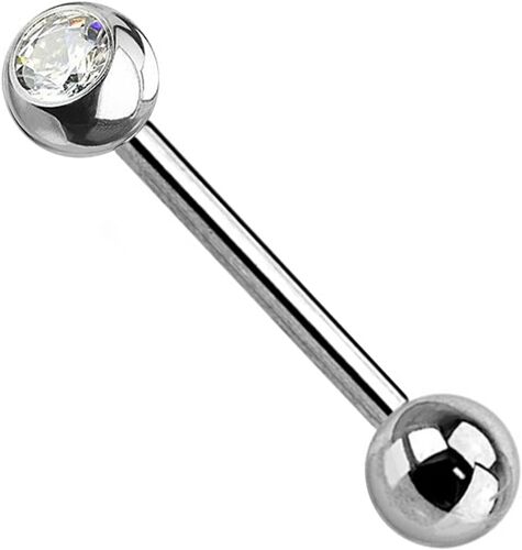 Kalanka-Barbell Piercing Langue Stérile En Acier Chirurgical Taille 14g (1,6 Mm) Longueur 16/14 Mm Paquet Unique Pls-059