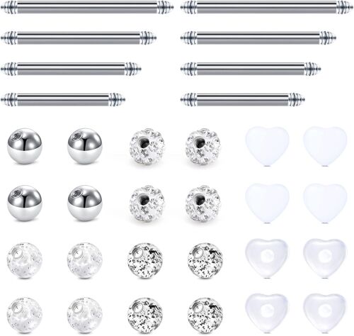 Kalanka-14g Piercing Langue En Acier Inoxydable Piercing Teton Mamelon Bijoux De Piercing Barbell 12/14/16/18mm Barre Droit Arcade