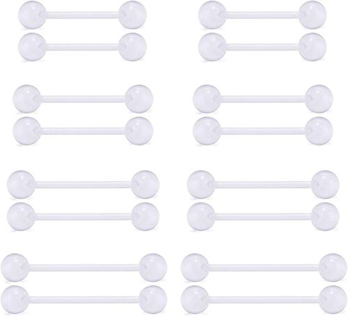 Kalanka-Piercing Langue 14g Clair Bioflex Langue Anneaux Retenue Mamelon Anneau Mamelon Piercing Téton Piercing Barbell En Plastique