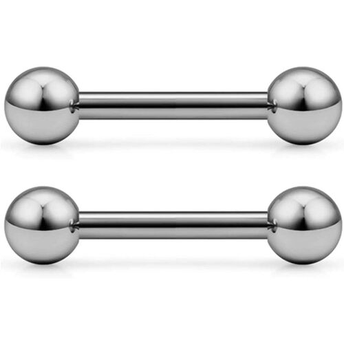 Kalanka-1 Paire De Barres De Langue Titane Solides Anneau De Mamelon 14g Barre Droite Filetée À L'extérieur Piercing 12/14/16/19/25mm