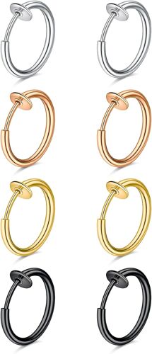Kalanka-Faux Piercing Nez Lèvre Septum Anneau Boucle D'oreille Clip Pas De Piercing Acier Chirurgical Faux Nombril Piercing Clicker