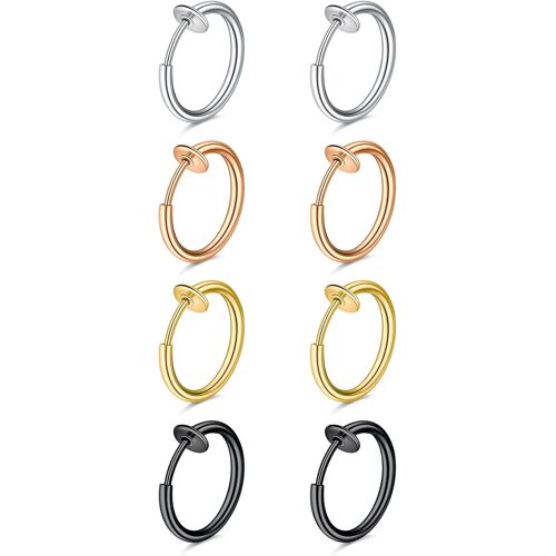 Kalanka-Faux Piercing Nez Lèvre Septum Anneau Boucle D'oreille Clip Pas De Piercing Acier Chirurgical Faux Nombril Piercing Clicker