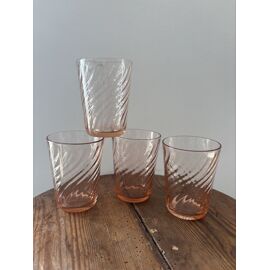 Vintage Lot De 4 Verres À Eau Rosaline