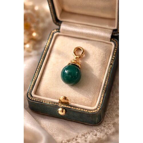 Pendentif Vintage Chic En Plaqué Or & Pierre Verte