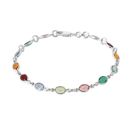 Bracelet Cristal De Swarovski Multicolore En Argent 925/000 Rhodié