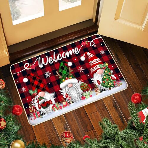 Kalanka-Paillasson De Noël - Motif Lutin De Noël - Lavable - Pour L'intérieur Et L'extérieur - Antidérapant - Pour Couloir, Salon, Salle De Bain - 40 X 60 Cm